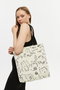 Zoozie Bags 2207 Bolsa de Bolso 100% Algodón, Crema y Negro, 38x42x8 cm